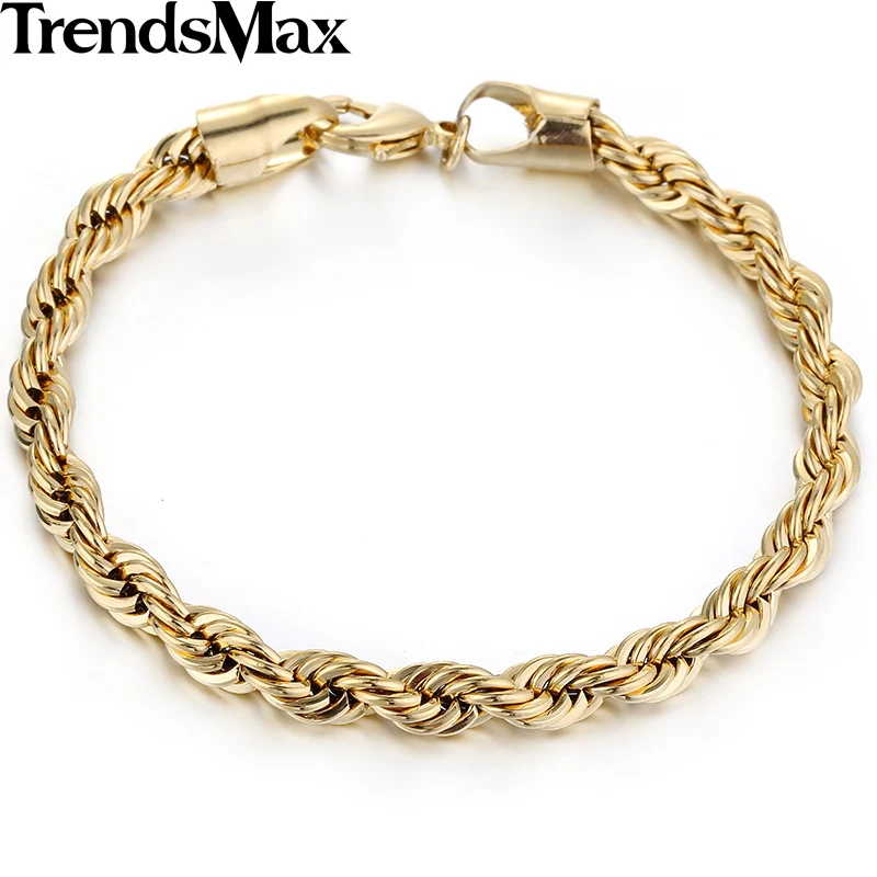 Браслет Trendsmax с веревочными звеньями для мужчин и женщин позолоченный модная