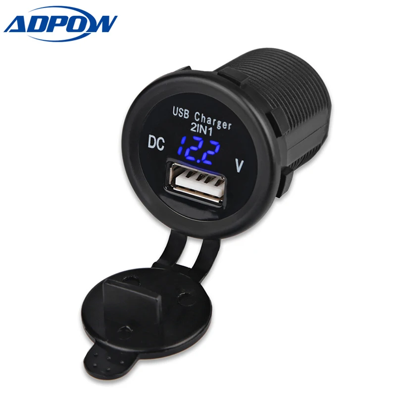 

Автомобильное 2.1A USB зарядное устройство 5V 2.1A высокое качество с вольтметром 12V автомобильное зарядное устройство для мотоцикла грузовика ATV...