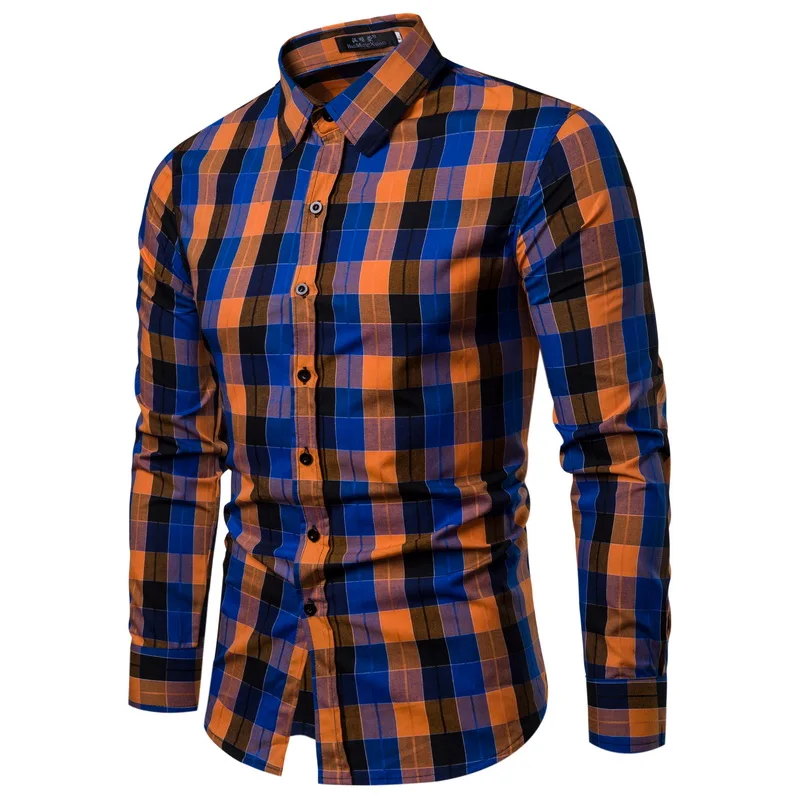 2019 брендовая клетчатая рубашка мужские рубашки с длинным рукавом Chemise Homme хлопковые в клетку повседневные