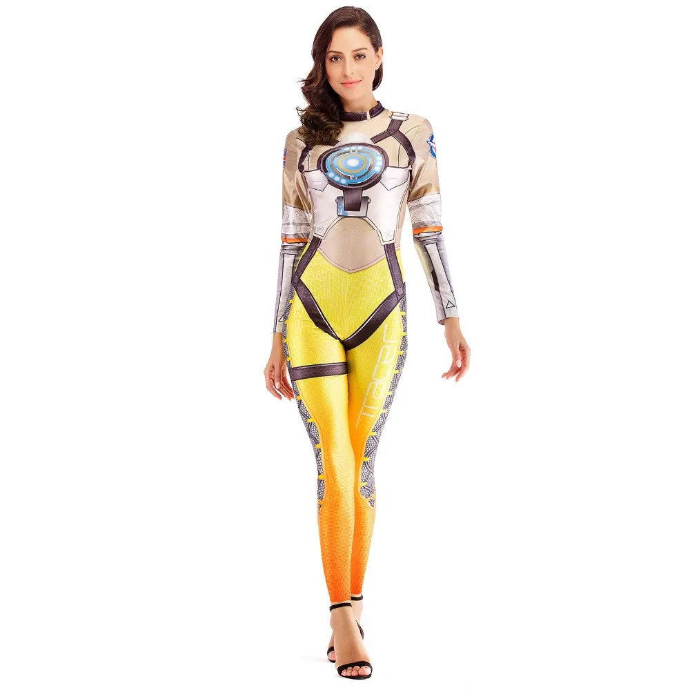 Костюмы на Хэллоуин 3D печати наручных часов леди D VA Tracer костюм для женщин косплея