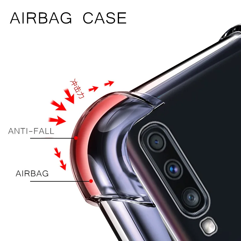 Для Galaxy A50 A30 A70 анти-шок мягкий прозрачный силиконовый чехол из ТПУ для samsung A60
