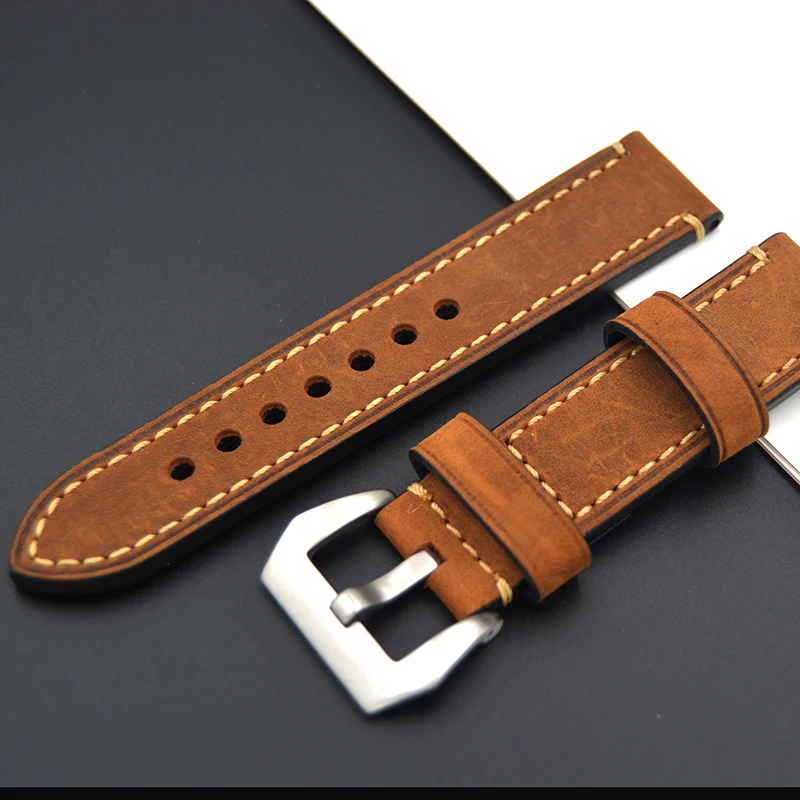 

Upscale 20mm 22mm 24mm Calf Skin Genuine Leather Watch Band With Watch butterfly Buckle For Panerai Watch Strap Fast delivery