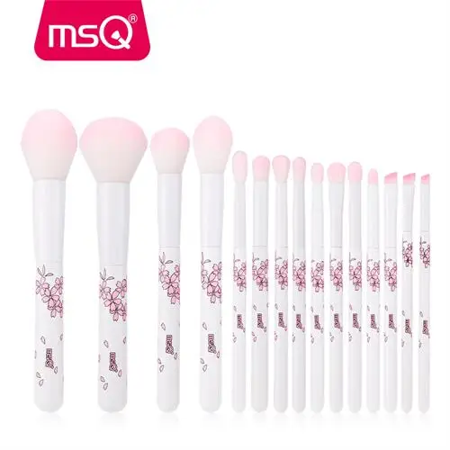 ST15WH(3) MSQ Pro, 15 шт., кисти для макияжа, основа, тени для век, набор кистей для макияжа pincel maquiagem, мягкие синтетические волосы, ручка из натурального дерева - Handle Color: ST15WH(3)