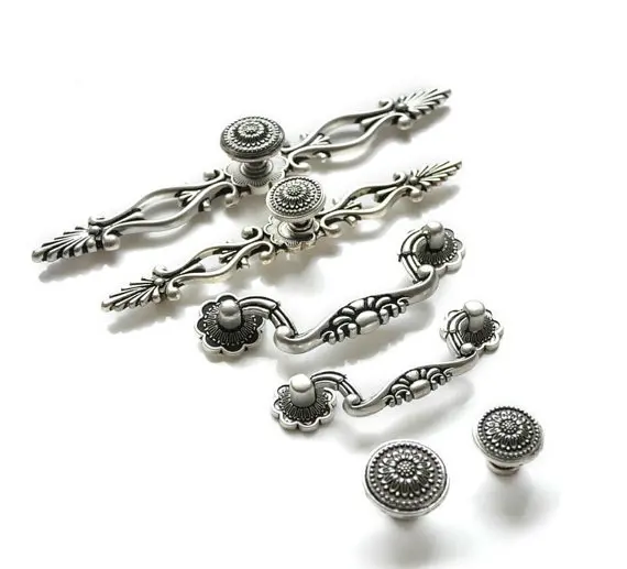 6 стилей ручки для выдвижных ящиков комода выдвижной ящик антикварные серебряные