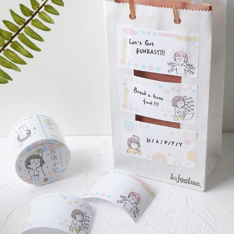 Милая клейкая лента серии Happy Life для маскировки васи декоративная Diy Наклейка