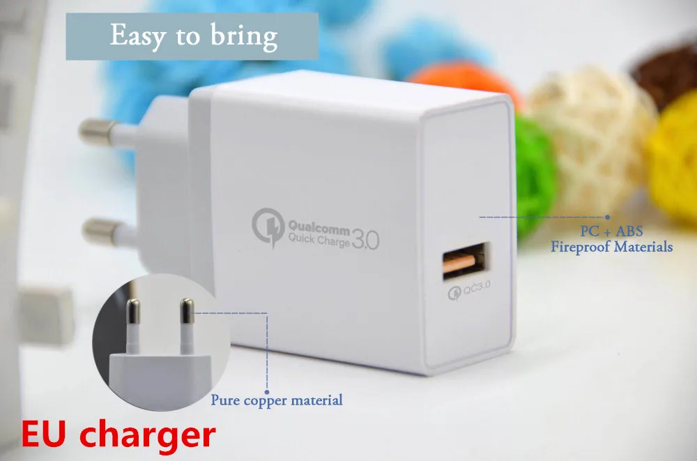 Для xiaomi usb зарядное устройство quick charge 3 0 для iphone X Быстрая зарядка 1 порт Разъем EU US