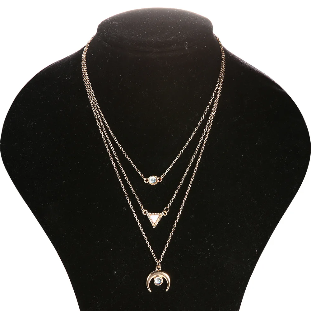 Многослойное ожерелье с опалом элегантное трехслойное колье полумесяцем