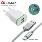Зарядное устройство GEUMXL с вилкой переменного тока 2-USB + кабель USB Type-C 3F для Lenovo Z2 Plus, Zuk Edge L , Z1, Z2, Z2 Pro, Yoga tab 3 plus 10,1