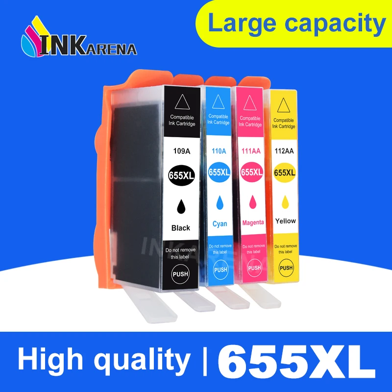

INKARENA 4 Color Ink Cartridges For HP 655 XL Deskjet 3525 4615 4625 5525 6520 6525 Printer Cartridge For HP 655 Full Ink