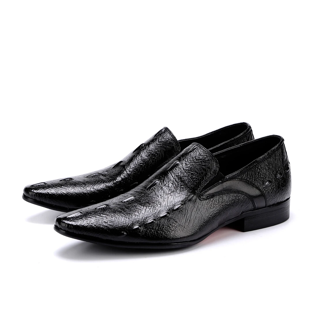 Men Genuine Leather Dress Shoes Oxfords Brogue Derby Cowhide Slip-on Pig Inner Pointed Toe Wedding Business 2019 | Обувь