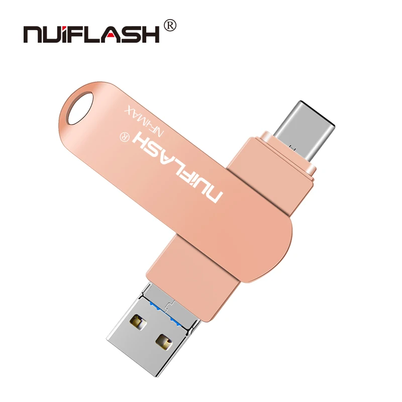 Высокоскоростной USB флеш-накопитель 32 ГБ 16 ГБ, карта памяти 128 ГБ, u-диск 64 ГБ, флеш-накопитель 8 ГБ, usb-накопитель 2 в 1 для iphone/ipad, флешка OTG - Цвет: rose gold