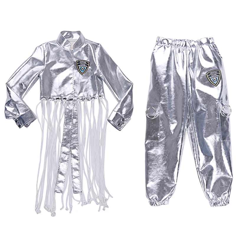 Новое поступление костюм для джаза девочек серебристая детская сценическая