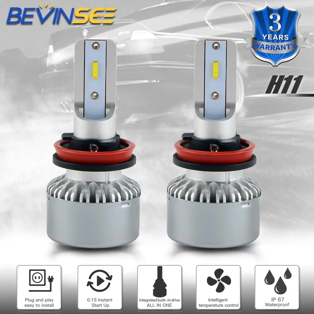 Bevinsee Автомобильный светодиодный фары фара весом 9-36V для Cadillac CTS 2008 2009 2010 PSX24 X6 комплект Сверхяркие лампы