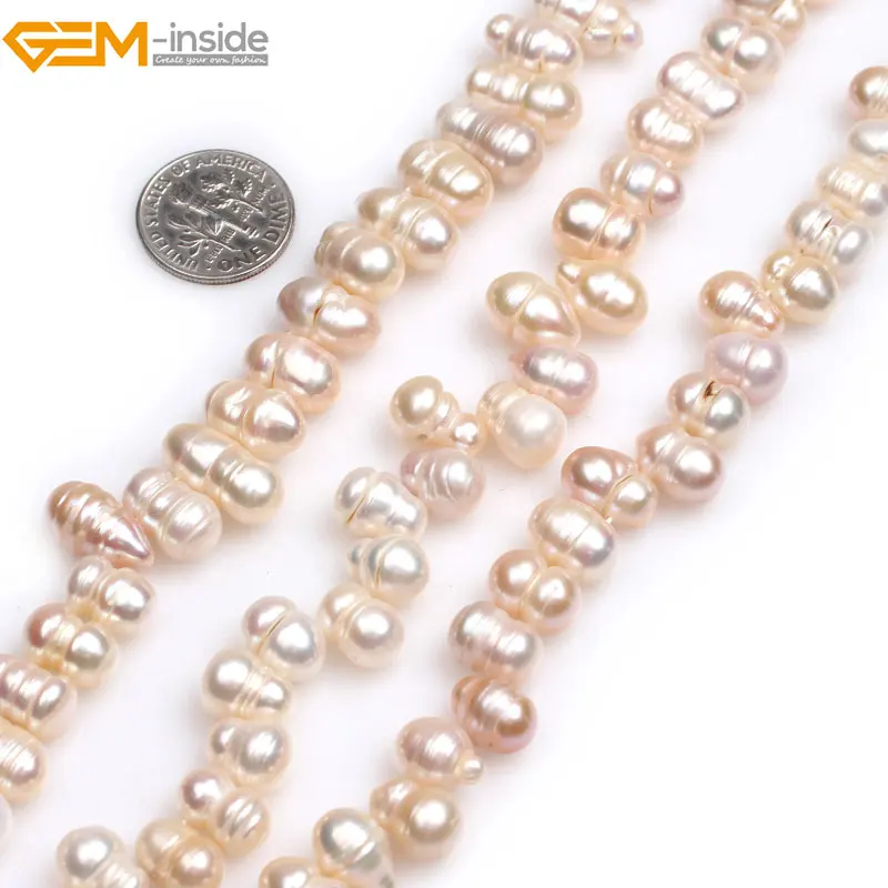 Бисер из натурального жемчуга 3/7 пробуренный белый смешанный цвет для