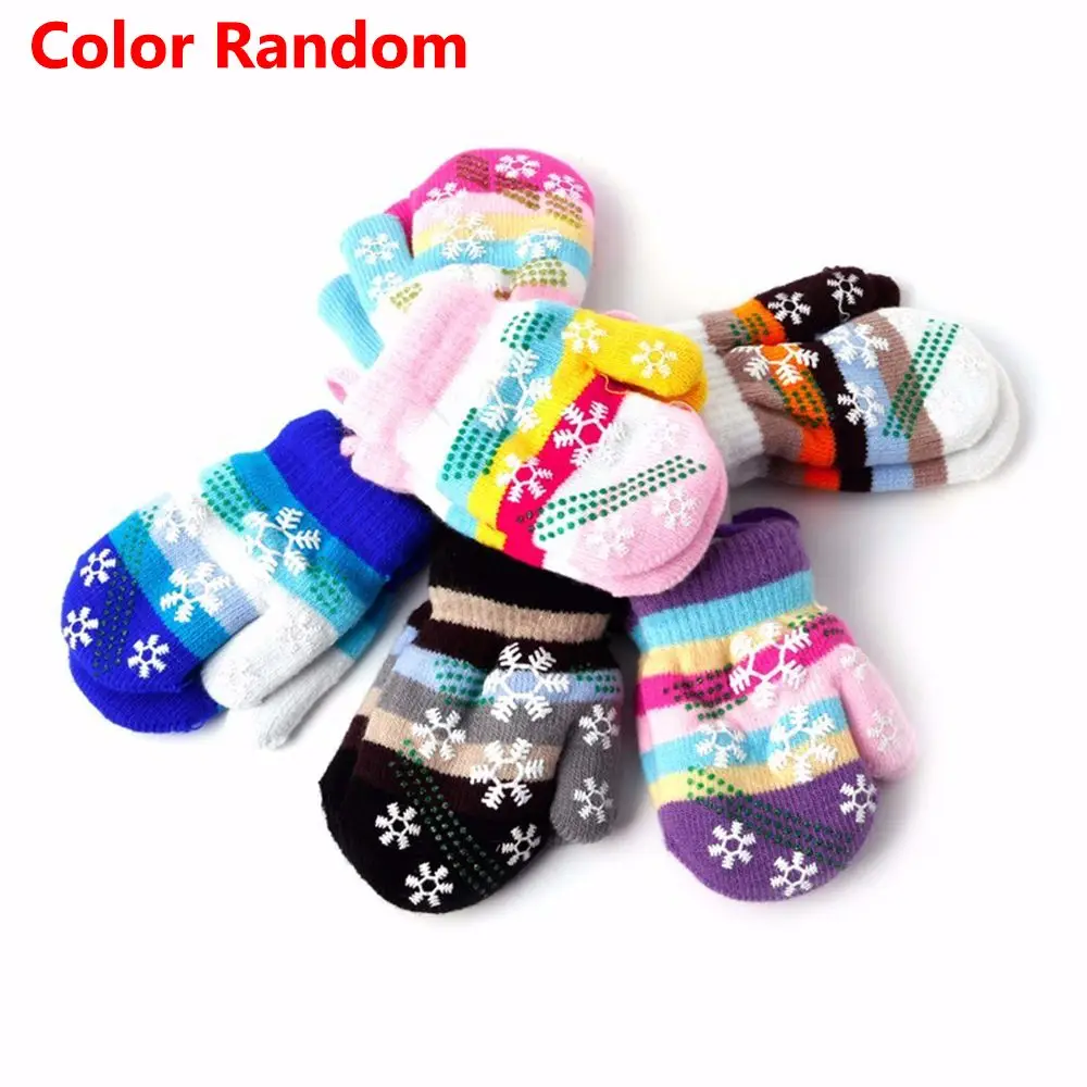 1 пара высококачественные вязаные перчатки со снежинками на осень и зиму теплые