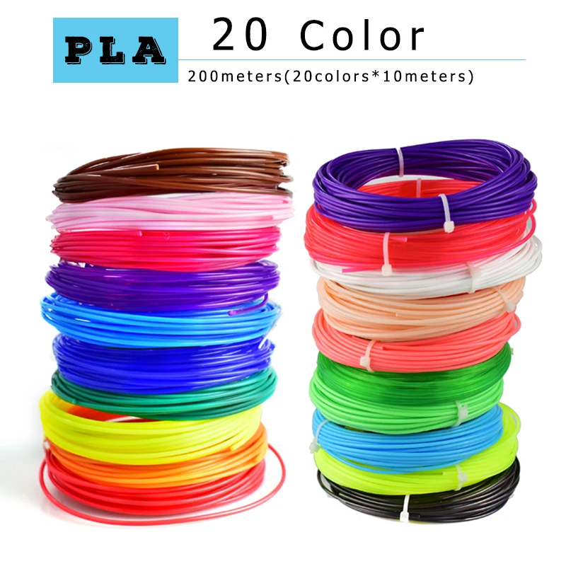 10 m 20 colors PLA 3d печать Ручка pla 1,75 мм pla нити Лучший подарок для детей идеальная 3d Ручка 3d ручки Экологичная безопасность пластик Рождественский подарок - Цвет: 10 m 20 colors PLA