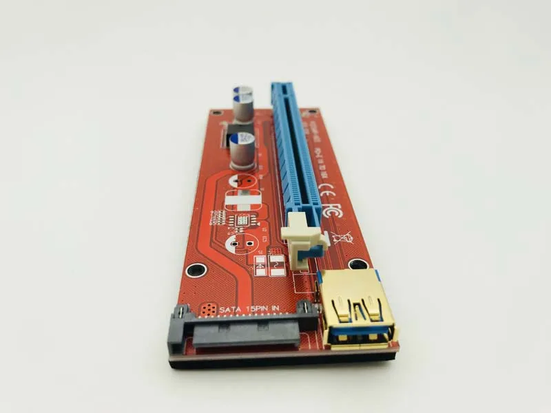 10 шт. 008 красная плата 3 светодиодных PCI Express Riser Card E 1x к 16x расширитель адаптер карта