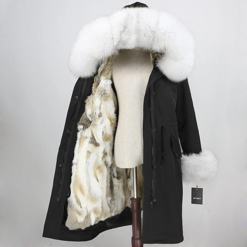 OFTBUY X-long Parka водонепроницаемое пальто натуральный мех зимняя куртка женская натуральный Лисий мех воротник капюшон манжеты подкладка из натурального кроличьего меха Повседневная
