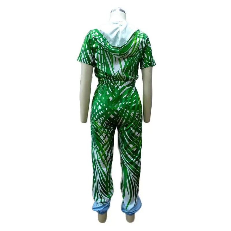 Сексуальный комбинезон с v-образным вырезом и принтом Женская толстовка коротким