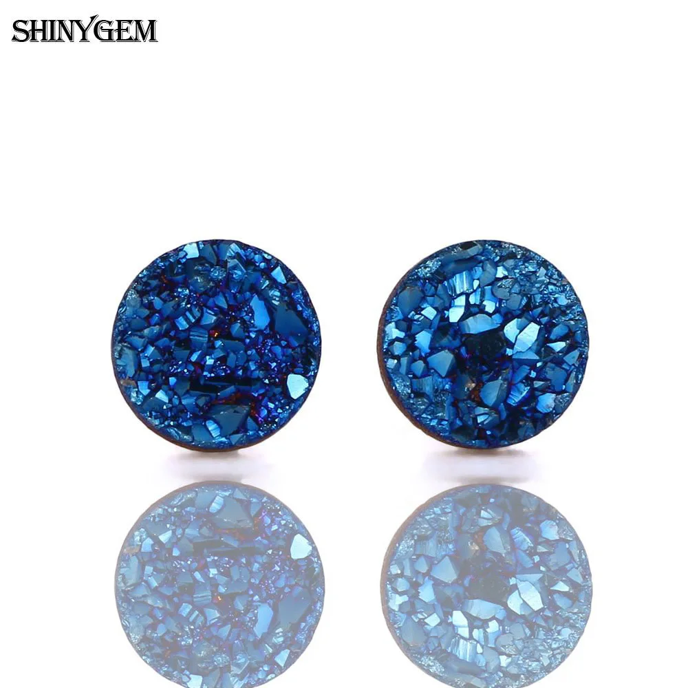 ShinyGem 4 мм круглые серьги со стразами трендовые серьги-гвоздики из натурального камня с кристаллами 925 пробы серебряные серьги-гвоздики для женщин - Окраска металла: Blue