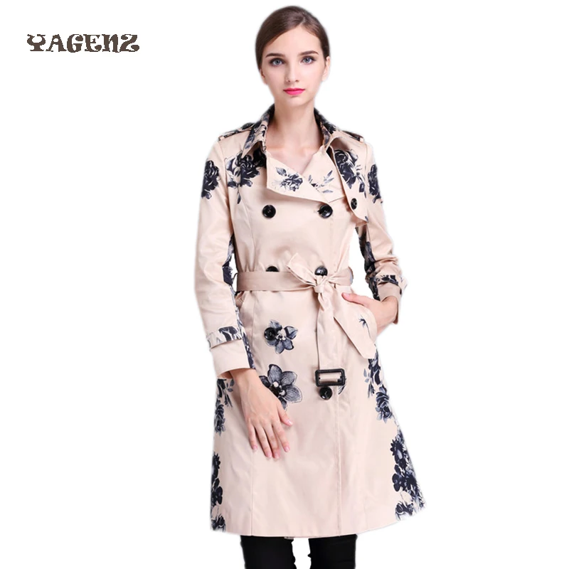 

2020 New Spring and Autumn Women's Luxury X-long Trench Coat Lapel Military Beading Slim Long Overcoat Double Breasted Outwear