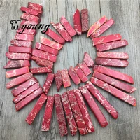 red imperial jaspers stick slice beads natural emperor stone column beads wholesale spike point jewelry diy findings my1663
