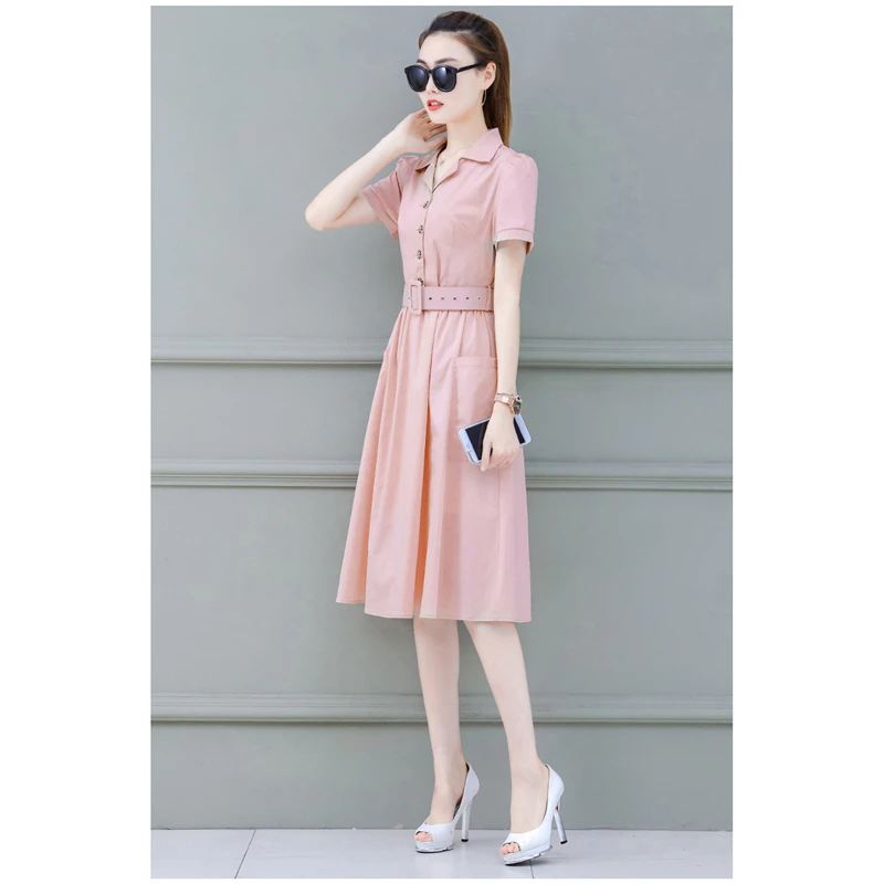 Летнее платье цвета хаки 2019 новый корейский темперамент S 2XL размера плюс