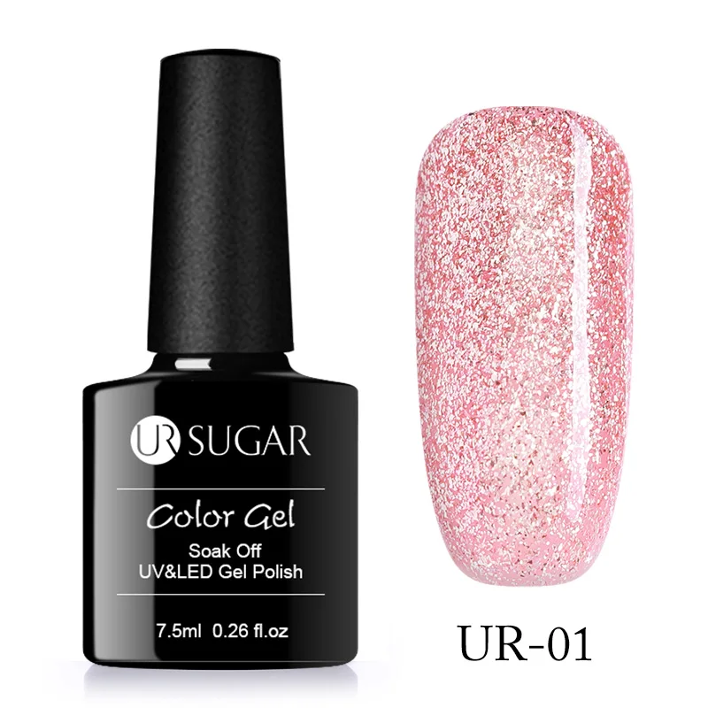 Ur Sugar 7,5 мл голографический Блестящий Гель-лак для ногтей Блестящий УФ-гель лак Радужный лазер отмачиваемый УФ гель для ногтей - Цвет: Rose Gold  1