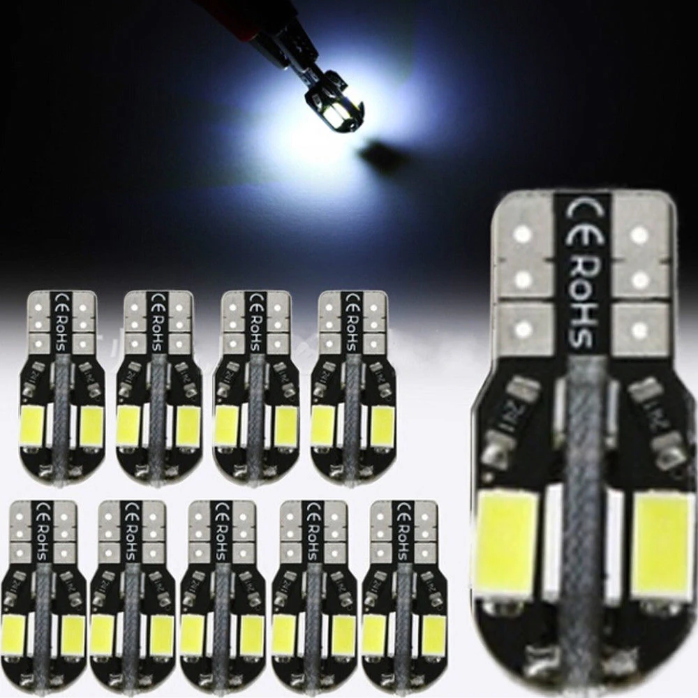 

10 x Canbus T10 194 168 W5W 5630 8 LED SMD White Car Side Wedge Light Lamp Bulb