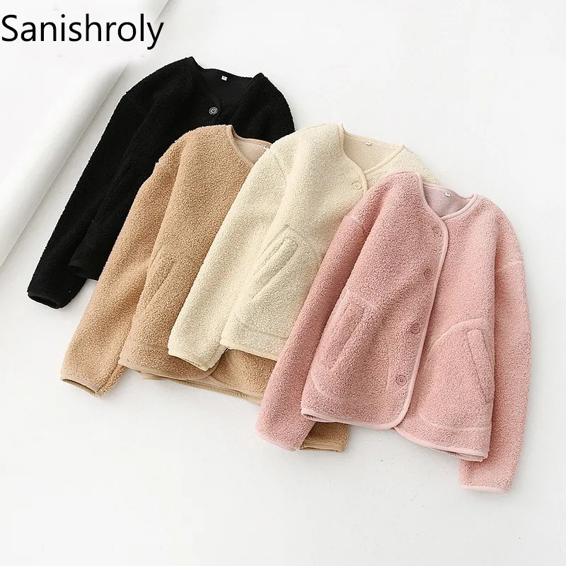 

Женское короткое пальто Sanishroly, теплая флисовая куртка из овечьей шерсти на осень и зиму, верхняя одежда размера плюс, S597, 2019