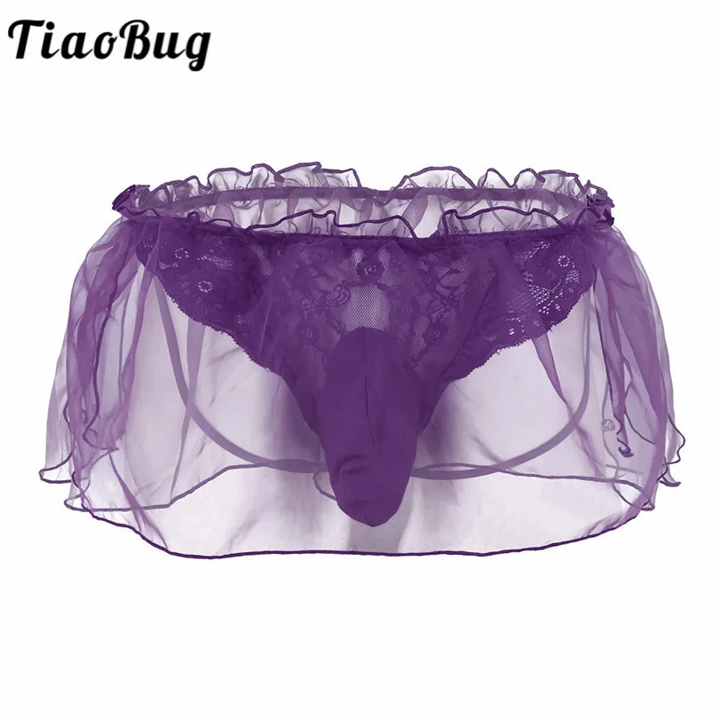

Сексуальные кружевные трусики-танга TiaoBug для мужчин, нижнее белье Sissy, прозрачные сетчатые трусики, нижнее белье для геев, экзотические, стри...