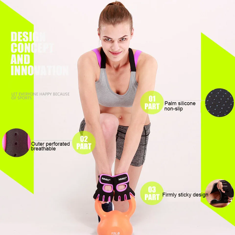 AOLIKES Спортивная перчатки на пол пальца дышащий Вес подъема Фитнес для