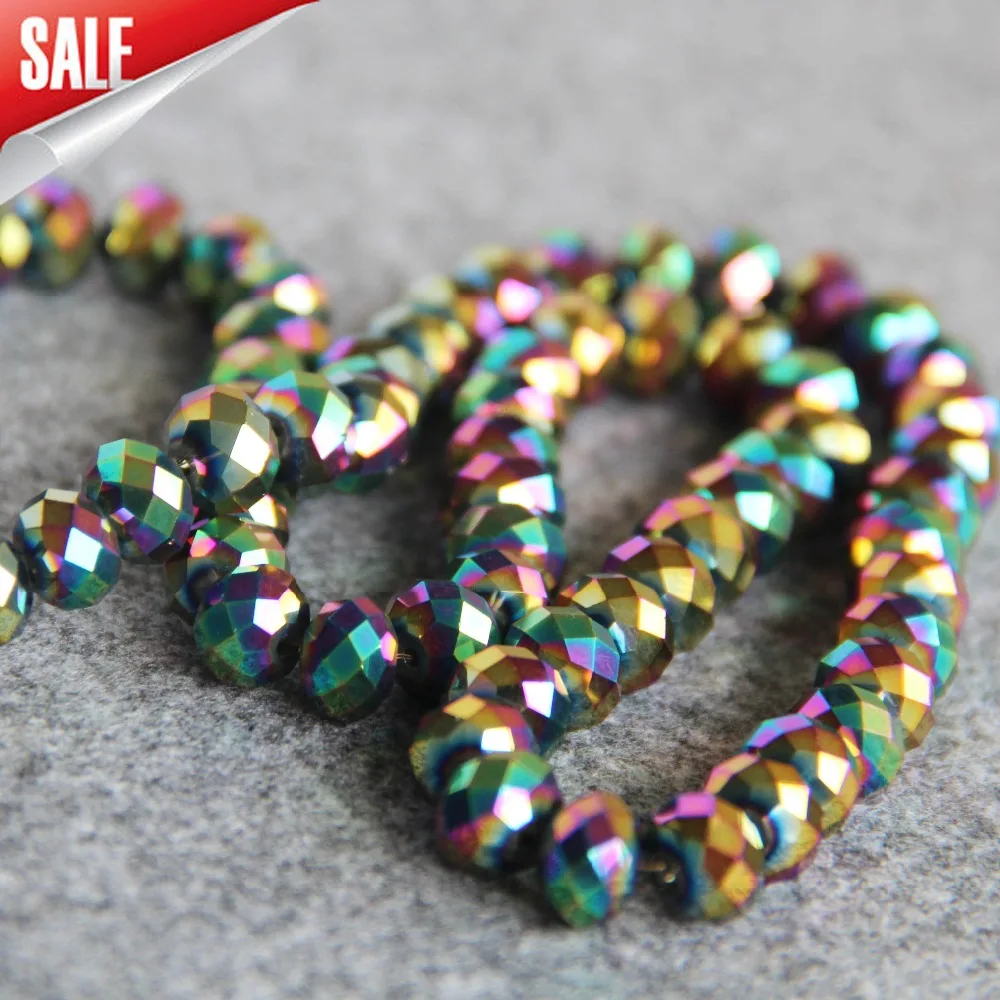 

New For Necklace 8*10mm Faceted Purple AB+ Colorful Glass Crystal Loose Beads Stone Hand Made DIY Jewelry Making Design 50pcs