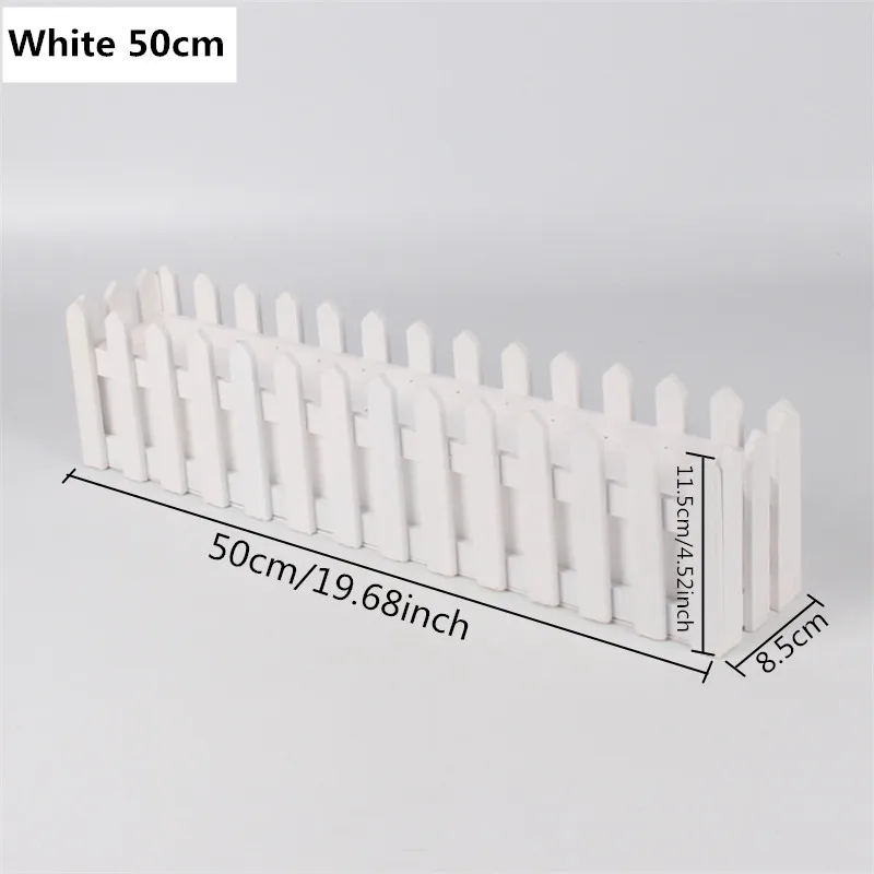 White 50cm Деревенский прямоугольный деревянный забор с пеной цветочный горшок Цветочная корзина контейнер для растение для домашнего сада вечерние свадебные украшения - Цвет: White 50cm