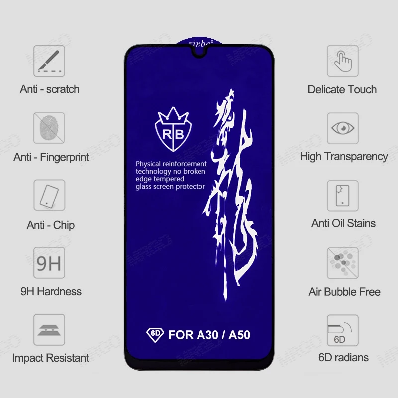 6D стекла для Samsung Galaxy A50 A40 A30 A20 A10 экран протектор Закаленное Защитное стекло для Samsung A50 A70 A60 A80 M30 M20 M10 стекло