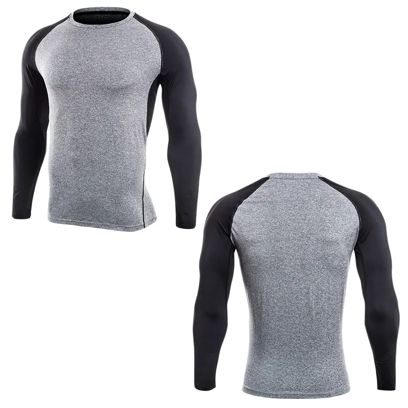 Мужская быстросохнущая компрессионная рубашка Rashguard для бега с длинным рукавом и