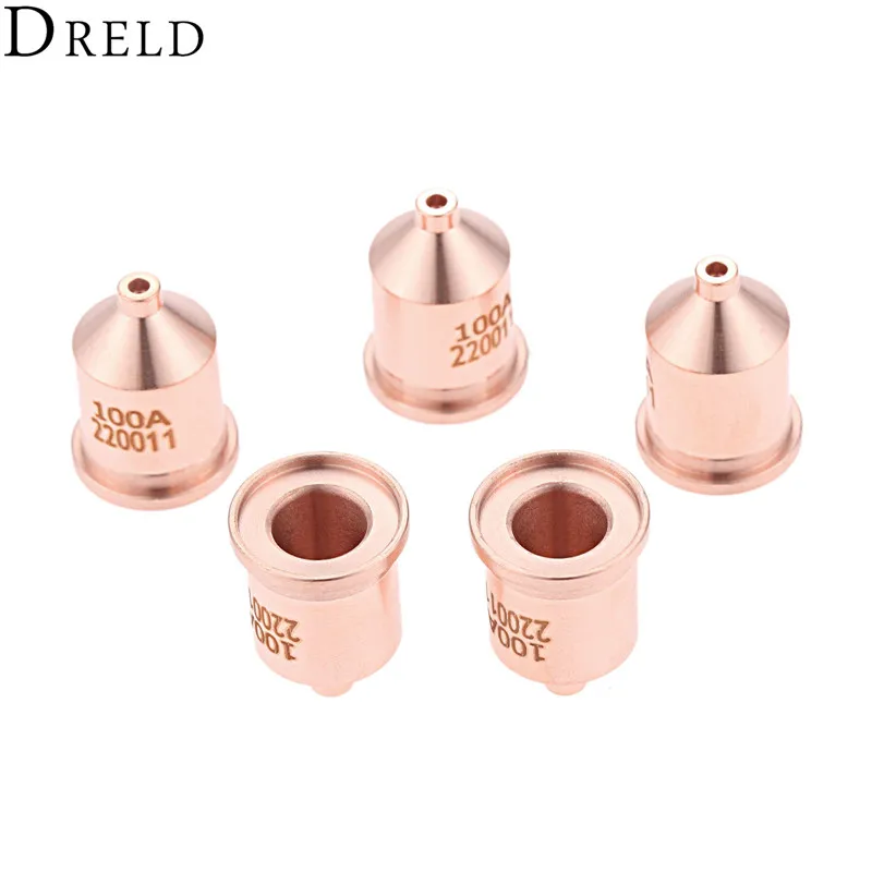 DRELD 5 шт. 100A сопло 220011 экранированные процессы для плазменной резки Расходные материалы ручной или механизированной сварки паяльный фонарь