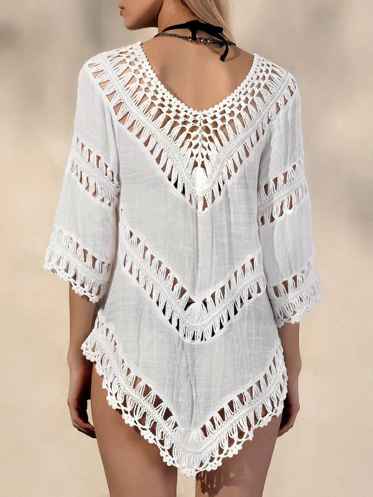 Вязаный купальный костюм женский купальник пляжные халаты накидка одежда для