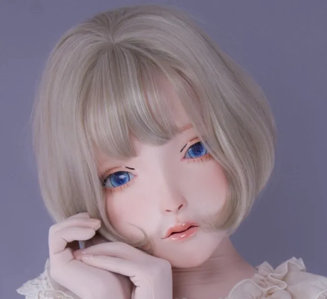 mask5 with wig LiLi Mask-36) милая девушка Смола голова Маска кигуруми косплей японские ролевые игры аниме силиконовая маска кигуруми кукла трансвестит - Цвет: mask5 with wig