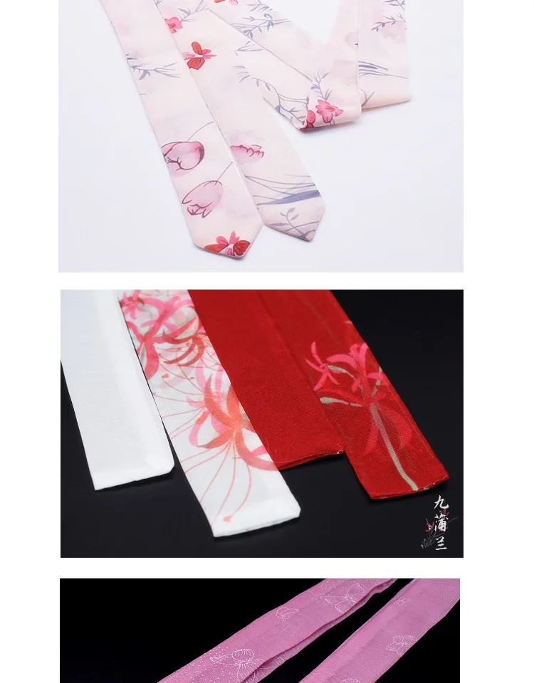 high quality Chiffon Antique hanfu cos hair band costume studio cranes printing hair rope hair restoring ancient ways