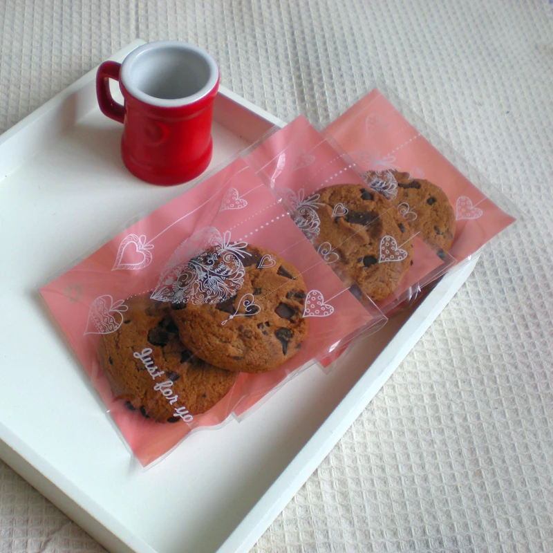 100 шт. самоклеящиеся пакеты для печенья в форме сердца | Дом и сад