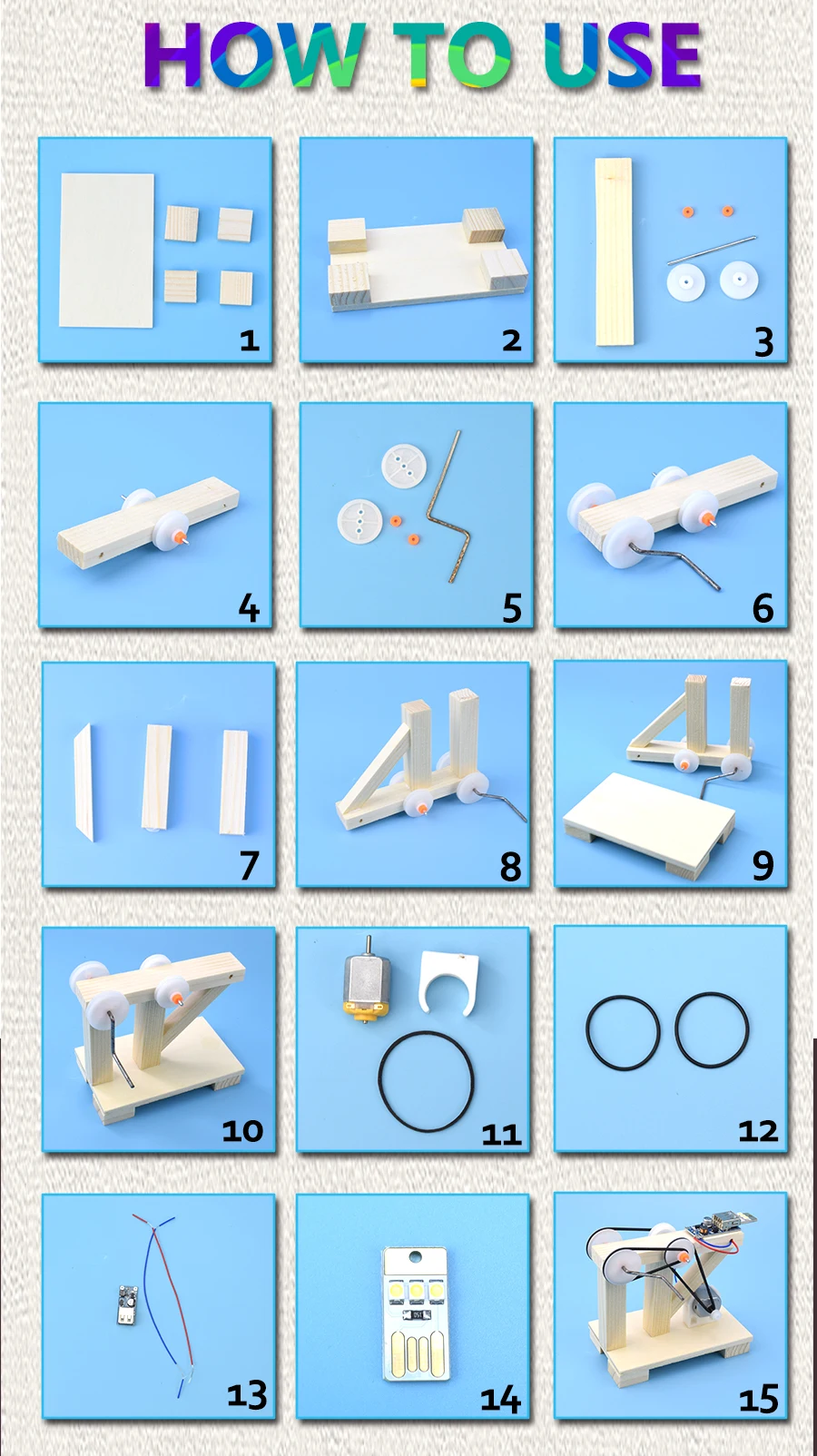 DIY сборные игрушки ручной генератор Модель наборы деревянные обучающие игрушки для детей изобретение физический эксперимент Динамо игрушка подарок