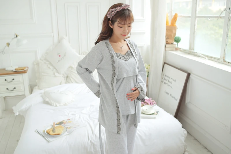 8820# сексуальные пижамы для беременных и кормящих мам, хлопковая одежда для сна для кормящих грудью, Одежда для беременных женщин на весну и осень, ночная сорочка для беременных