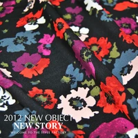 leolin width black background colorful flowers 100 silk silk double crepe skirt thin through dresses shirt cloth 50cm 50cm