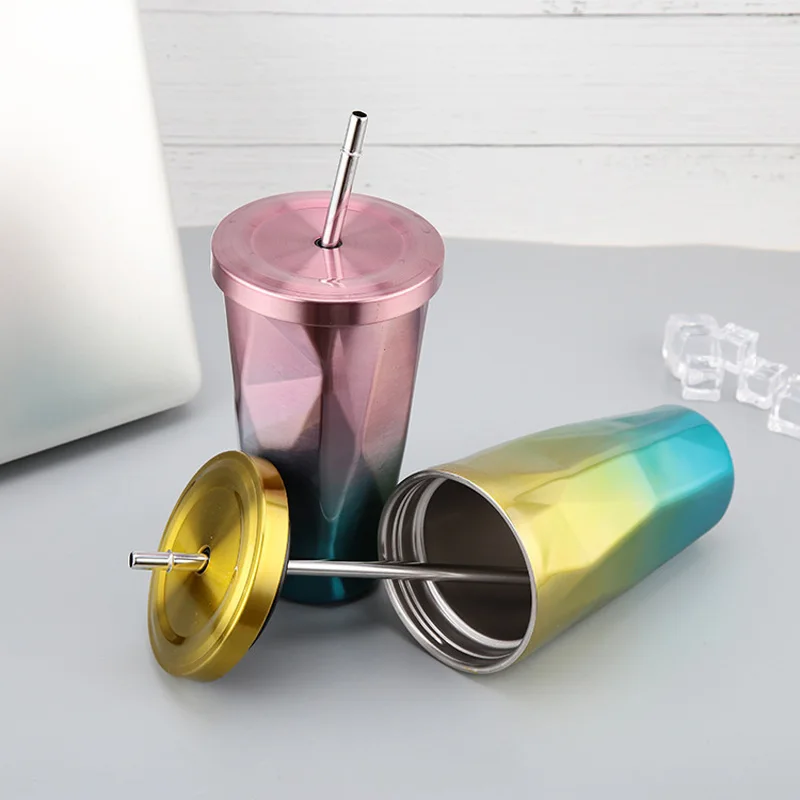 Кружка для кофе UPORS с соломинкой и крышкой 550 мл|stainless steel mug|mug with strawsteel mug |