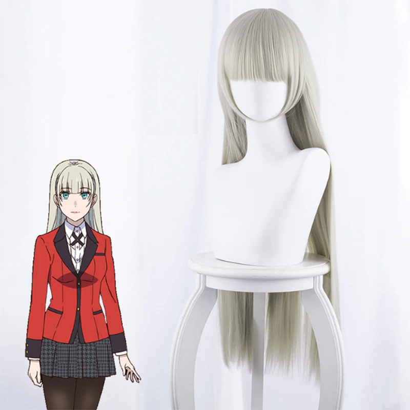 Японский аниме Kakegurui косплей парик momoboami Ririka длинные прямые желтые белые волосы