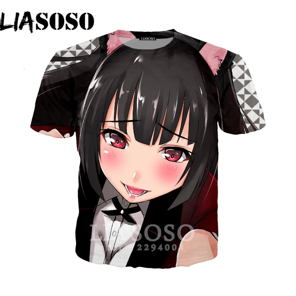 LIASOSO аниме Kakegurui японский 3D печать футболки короткий рукав хип-хоп