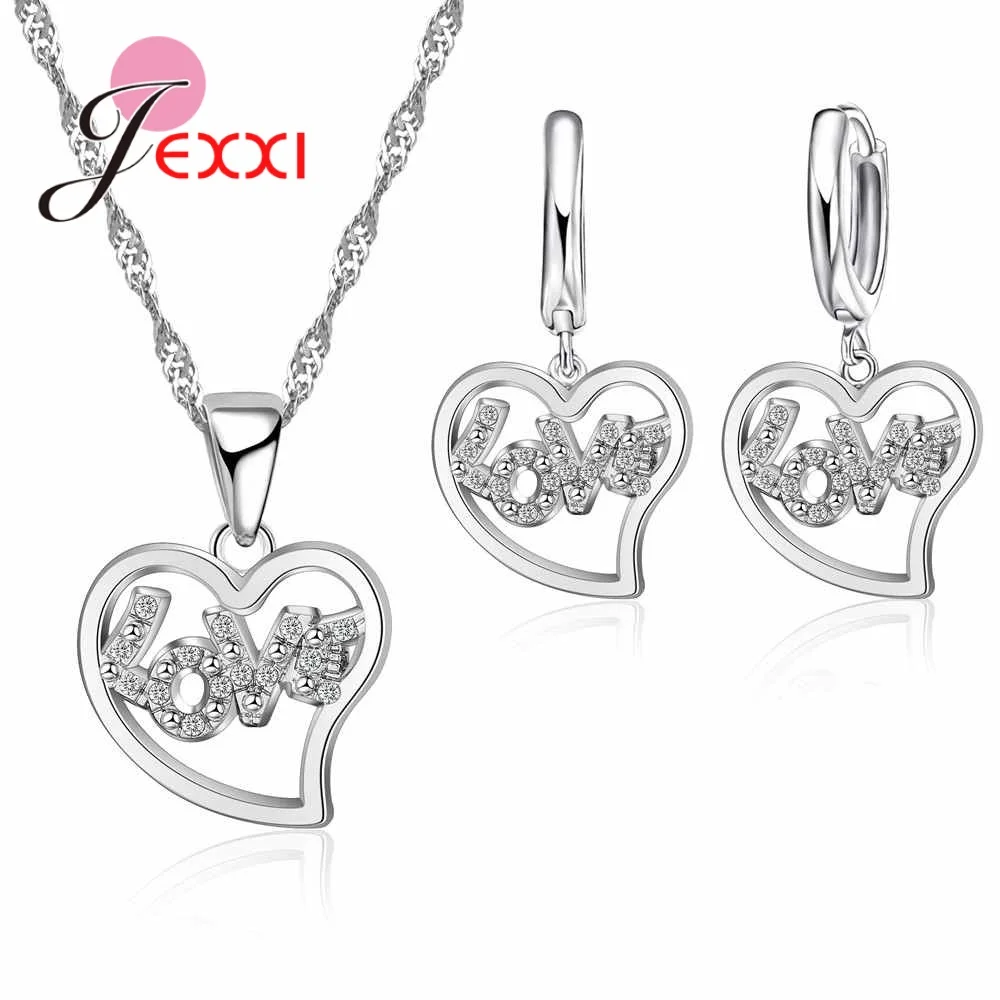 

Irregular Pattern 925 Sterling Silver Leaves Love Shape Married Dating Jewelry Earring Necklace Set Valentine's Day Gift