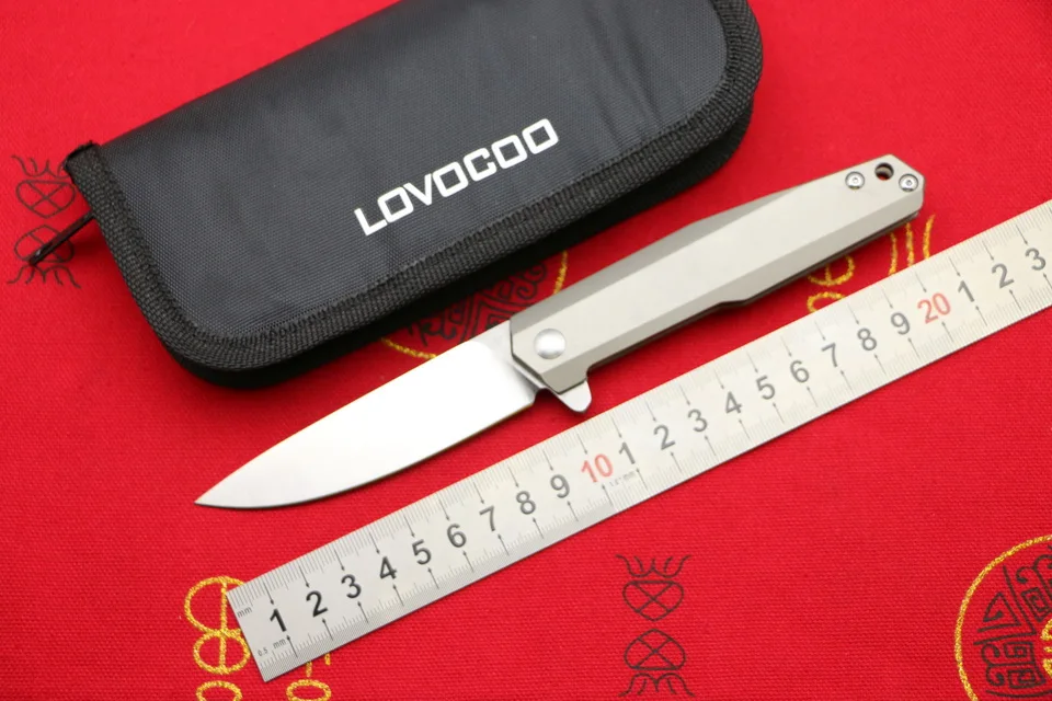 LOVOCOO A07 9cr18mov лезвие titanium ручка Флиппер Складной нож Открытый Отдых Охота карманный тактический фрукты Ножи EDC инструменты