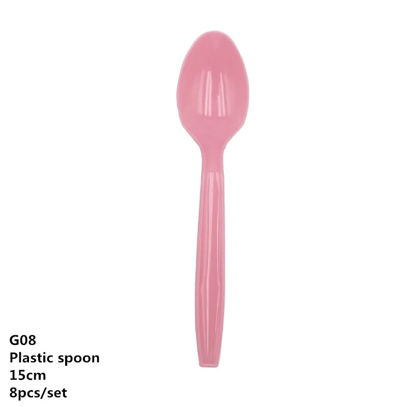 Spoon G08 Украшение для детского душа, бумажная тарелка, чашка, столовая посуда, скатерть для маленьких мальчиков и девочек, на день рождения, для младенцев, вечерние принадлежности - Цвет: Spoon G08